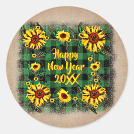 バッファロープレイドヒマワリ新年20xx ラウンドシール