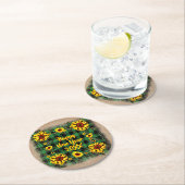 バッファロープレイドヒマワリ新年20xx ラウンドペーパーコースター (インサイチュ)