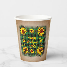 バッファロープレイドヒマワリ新年20xx 紙コップ
