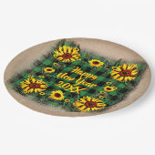 バッファロープレイドヒマワリ新年20xx 9インチ ペーパープレート (アングル)