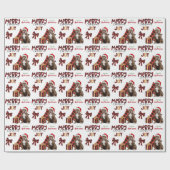 バッファロープレイドピットブルドッグクリスマス ラッピングペーパー (フラット)