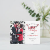 バッファロープレイドピネコーンクリスマスフォト シーズンポストカード (スタンド正面)