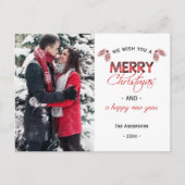 バッファロープレイドピネコーンクリスマスフォト シーズンポストカード (正面)