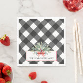 バッファロープレイドファミリークリスマス スタンダードランチョンナプキン (インサイチュ)