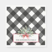 バッファロープレイドファミリークリスマス スタンダードランチョンナプキン (正面)