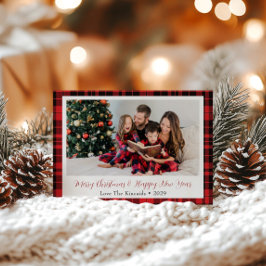 バッファロープレイドファミリーフォトホリデーグリーティングカード カード