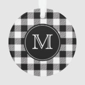 バッファロープレイドファームハウスブラックアンドホワイトモノグラム オーナメント (裏面)