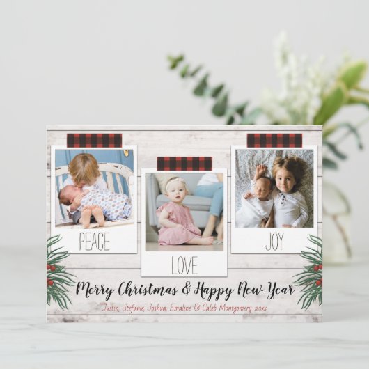 バッファロープレイドファームハウス3フォトホリデーカード シーズンカード (スタンド正面)