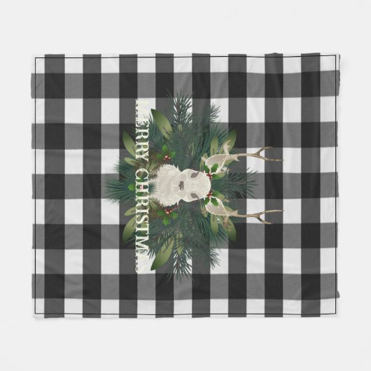 バッファロープレイドフェスティバルトナリークリスマスホリデイ フリースブランケット (正面(横))