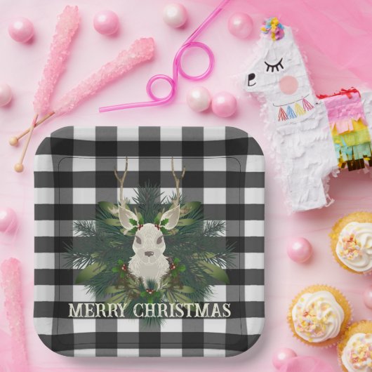 バッファロープレイドフェスティバルトナリークリスマス ペーパープレート (パーティー)