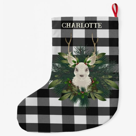 バッファロープレイドフェスティバルトナリークリスマス ラージクリスマスストッキング (裏面)