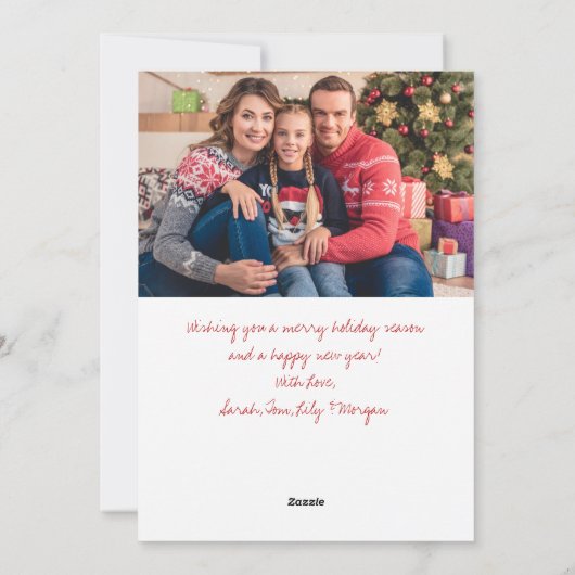 バッファロープレイドフォトクリスマスカード シーズンカード (裏面)