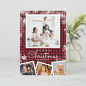 バッファロープレイドフォトコラージュスノーフレーククリスマス シーズンカード (スタンド正面)