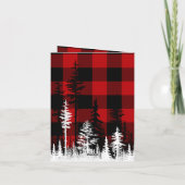 バッファロープレイドフォレストスタッグヘッドハッピークリスマス シーズンカード (裏面)