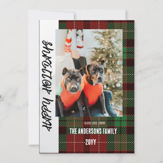 バッファロープレイドフラットホリデーカード シーズンカード (正面)