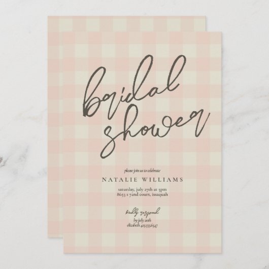 バッファロープレイドブライダルシャワー 招待状 (正面/裏面)