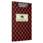 バッファロープレイドブラックベアパーソナライズされた クリップボード (右)