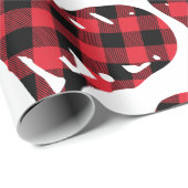 バッファロープレイドブラックレッドハンド描画ハート ラッピングペーパー (ロールコーナー)