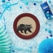 バッファロープレイドベアーキャ素朴ビン ペーパープレート (パーティー)