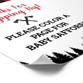 バッファロープレイドベビーシャワーカラーリングブックサイン ポスター (角)