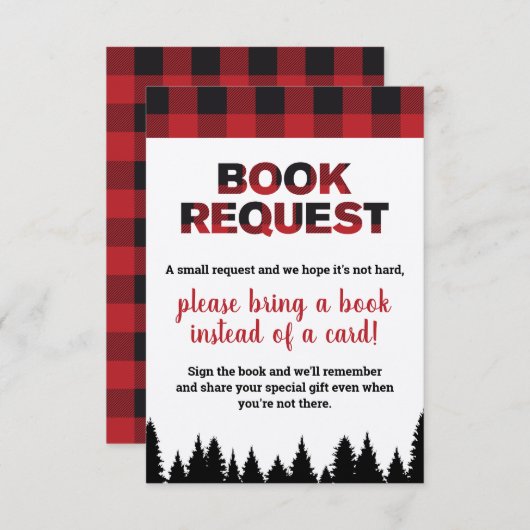 バッファロープレイドベビーシャワーブックリクエスト挿入カード エンクロージャーカード (正面/裏面)