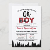バッファロープレイドベビーシャワー招待状- Oh Boy 招待状 (正面)