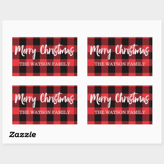 バッファロープレイドホリデーステッカー 長方形シール (シート)