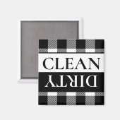 バッファロープレイドホワイトブラックダーティクリーン食洗機 マグネット (正面/裏面)