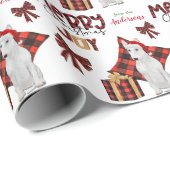 バッファロープレイドホワイトブルテリア犬のクリスマス ラッピングペーパー (ロールコーナー)