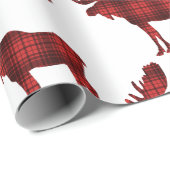 バッファロープレイドムースカントリー素朴ウッドランド ラッピングペーパー (ロールコーナー)