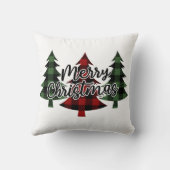 バッファロープレイドメリークリスマスツリーズホリデー クッション (裏面)