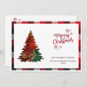 バッファロープレイドメリークリスマスツリーホリデーカード シーズンカード (正面/裏面)
