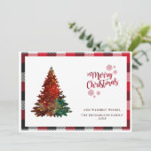 バッファロープレイドメリークリスマスツリーホリデーカード シーズンカード (スタンド正面)