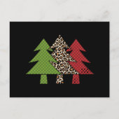 バッファロープレイドメリークリスマスツリー家族のマッチング シーズンポストカード (正面)