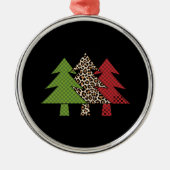 バッファロープレイドメリークリスマスツリー家族のマッチング メタルオーナメント (正面)