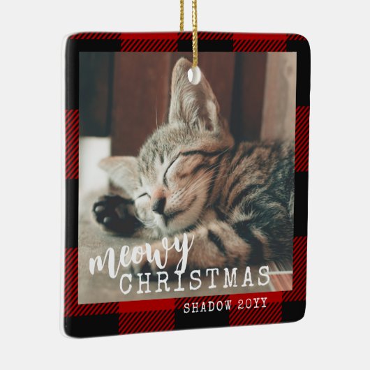 バッファロープレイドメリークリスマスペット セラミックオーナメント (右)