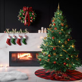 バッファロープレイドメリークリスマスモノグラム ブラッシュドポリエステルツリースカート