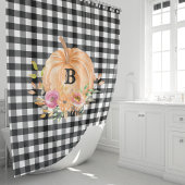 バッファロープレイドモノグラムのカボチャ シャワーカーテン