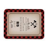 バッファロープレイドモノグラムAx日付を保存 マグネット (横)