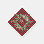 バッファロープレイドユーカリプトゥスクリスマスジョイカクテル スタンダードカクテルナプキン (角)