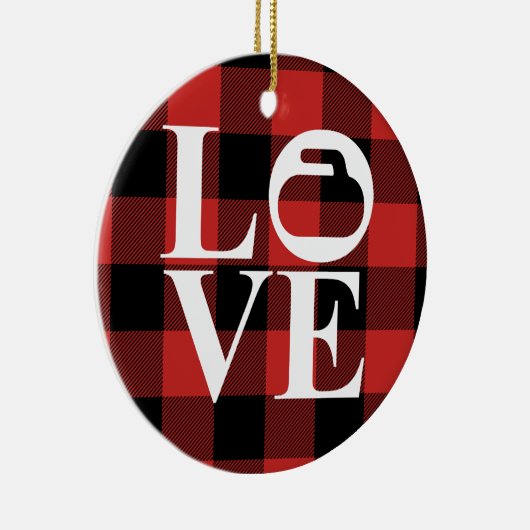 バッファロープレイドラブカーリングクリスマスオーナメント セラミックオーナメント (右)
