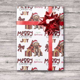 バッファロープレイドラブラドール犬のクリスマス ラッピングペーパー