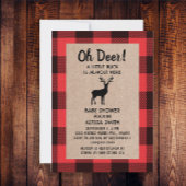 バッファロープレイドランバージャックオーディアー男の赤ちゃん 招待状