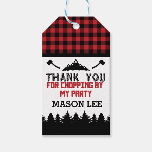 バッファロープレイドランバージャックサンキューメッセージカード ギフトタグ (正面)