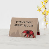 バッファロープレイドランバージャックベビーシャワーありがとう カード (黄色い花)