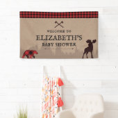 バッファロープレイドランバージャックベビーシャワーウェルカムサイン 横断幕 (インサイチュ)