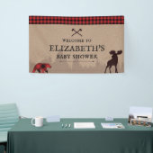 バッファロープレイドランバージャックベビーシャワーウェルカムサイン 横断幕 (トレードショー)