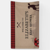 バッファロープレイドランバージャックベビーシャワーウェルカムサイン 横断幕 (縦)