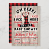 バッファロープレイドリトルバックOh鹿ベビーシャワー 招待状 (正面/裏面)