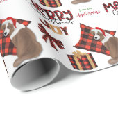 バッファロープレイドレッドオーストラリア犬のクリスマス ラッピングペーパー (ロールコーナー)